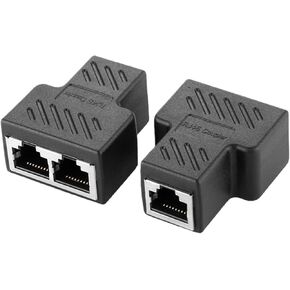 1 PCS 8P8C Adapter Connector RJ45 Splitter to 2 Extender(Black 2PCS) in Saudi Arabia