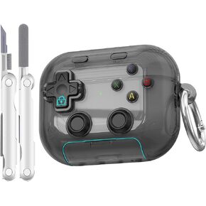 for AirPods Pro 3 Case with Secure Lock Clip, Cute 3D Classic Cool Funny Hard Shell Game Player Design for Apple AirPods Pro 3rd Gen Cover with Keychain and Cleaner Kit for Men Boy, Clear Black in Kuwait