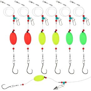 3/6PCS Pre-Tied Fish Finder Rig for Surf Fishing Saltwater Fish Finder Rigs for Shark Bluefish Stripers Bass Surf Fishing Tackle & Gear with 90LB Leader Line, Float, Circle Hook 6/0 8/0 in Saudi Arabia