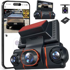 4K+1080P*3 FHD Dash Cam Front and Rear, 360° Car Camera, 5.8GHz WiFi 20MB/s in Kuwait