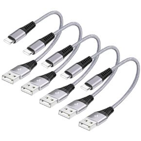 5 قطع كابل لايتنينج قصير (8 بوصة)، [معتمد من Apple MFi] كابل شحن سريع iPhone، USB إلى Lightning عالي السرعة لمزامنة البيانات سلك مجدول من النايلون لهاتف iPhone 14/13/12/11/XR/X/8/7/6/iPad/Airpods/PowerBank in Kuwait