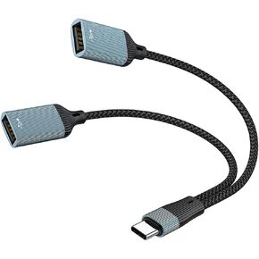 Aluminum USB C Type Splitter 2 Port Hubs for Computer Tablets Charging Data Syncs with Nylons Braided Cord Design Type Hubs Two Port in Kuwait