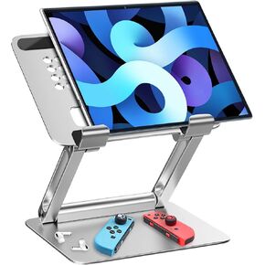 حامل iPad محمول، حامل تابلت قابل للتعديل وقابل للطي للمكتب متوافق مع أجهزة الكمبيوتر اللوحية من سلسلة Microsoft Surface، iPad Pro 11/12.9، Mini Air 2/3/4، Kindle Fire، 4-12.9 بوصة - فضي in Kuwait