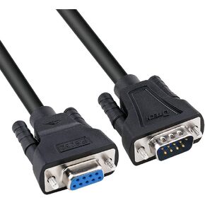 DTECH 6ft RS232 Null Modem Cable DB9 Male to Female Serial Extension Cord Simple Cross TX RX Line 2 Pin Crossed for Computer Switch Router Data Communication (6 Feet, Black) in Saudi Arabia