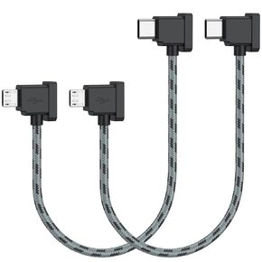 Vanjua 2 Pack Micro to USB C Remote Controller Cable for DJI Mavic Mini,Mini SE,Mavic 2 Pro/Zoom, Mavic Air/Pro, Spark, DJI Drone to Phone Tablet Cable 90 Degree OTG Data Cord (USB C Connector) 1FT in Saudi Arabia
