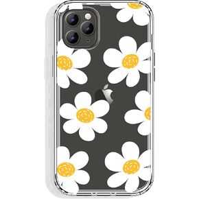 حافظة GYZYA لهاتف iPhone 17 Pro شفافة مقاس 6.3 بوصة مع تصميم، غطاء حماية نحيف من مادة TPU + ممتص للصدمات للنساء والفتيات (زهور بيضاء لطيفة) in Kuwait