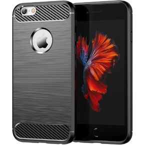 حافظة هاتف iPhone 6 Plus/6S Plus، مقاومة للصدمات، سترة من ألياف الكربون مقاومة للخدش، مادة TPU الناعمة، حافظة iPhone 6 Plus/6S Plus (أسود، 5.5 بوصة) in Kuwait