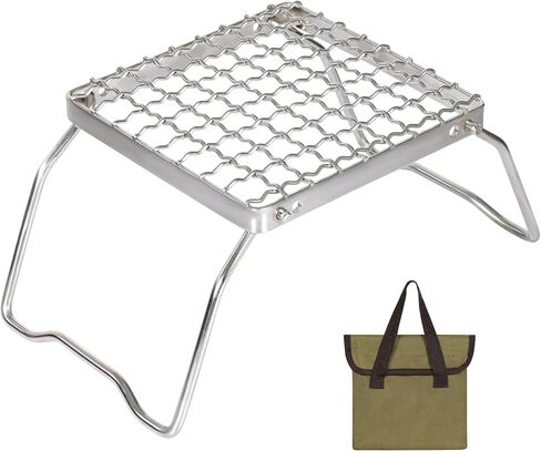 REDCAMP 6" Small Folding Campfire Grill, 304 Stainless Steel Firepit Grill Grate, Heavy Duty Portable Camping Grill with Carrying Bag for Outdoor Cooking Backpacking Hiking Picnics BBQ in Saudi Arabia