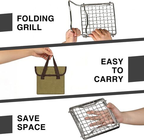 REDCAMP 6" Small Folding Campfire Grill, 304 Stainless Steel Firepit Grill Grate, Heavy Duty Portable Camping Grill with Carrying Bag for Outdoor Cooking Backpacking Hiking Picnics BBQ in Saudi Arabia