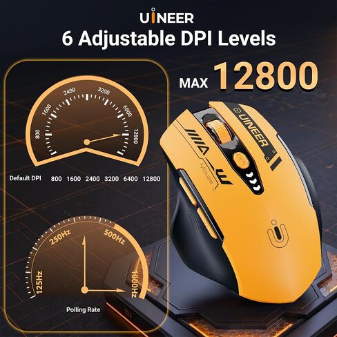 Uineer Wireless Mouse, Bluetooth 5.0/2.4G /Wired, 12,800 DPI, Programmable in Kuwait