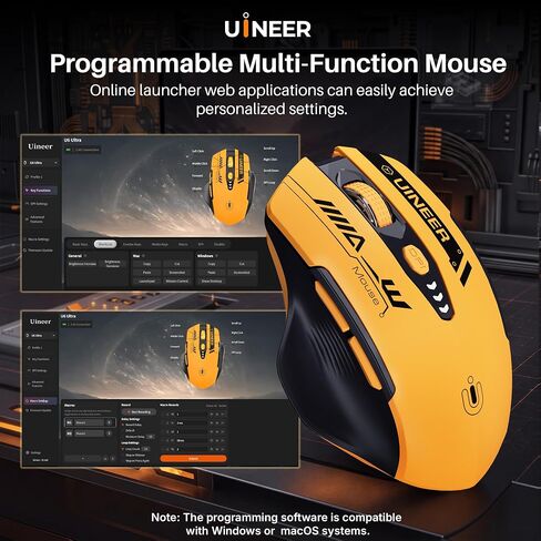 Uineer Wireless Mouse, Bluetooth 5.0/2.4G /Wired, 12,800 DPI, Programmable in Kuwait