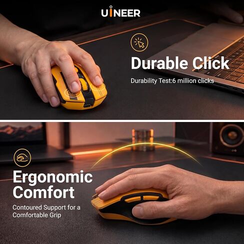 Uineer Wireless Mouse, Bluetooth 5.0/2.4G /Wired, 12,800 DPI, Programmable in Kuwait