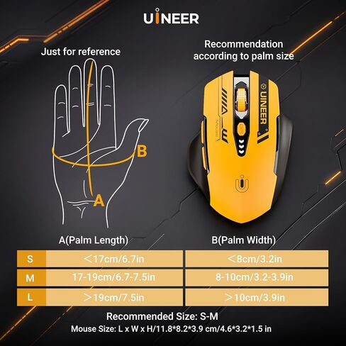 Uineer Wireless Mouse, Bluetooth 5.0/2.4G /Wired, 12,800 DPI, Programmable in Kuwait