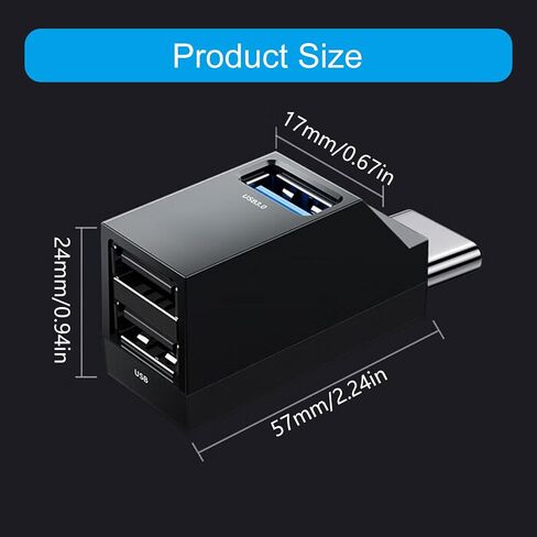 3 Port USB C Hub Adapter High Data Transfer Easy Connection for Laptop PC Multiple Devices in Saudi Arabia