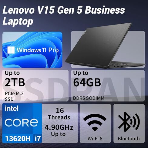 Lenovo V-Series V15 Business Laptop, Intel Core i7-13620H, 15.6" FHD in Kuwait