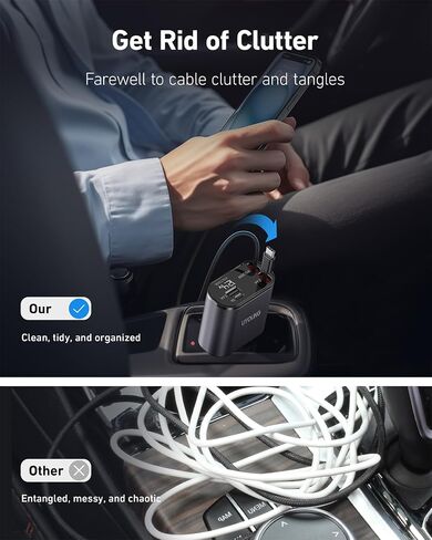 Car Phone Charger Retractable Car Charger 4 in 1 Fast Charger 30W Double in Saudi Arabia