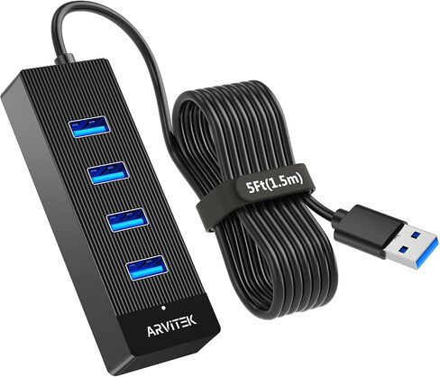 4-Port USB 3.0 Hub for Desktop, USB Extender Hub 5Gbps, USB Multiport Adapter, USB Splitter w/5Ft Long Cable for Desktop, PC, Flash Drive, Mobile HDD (5Ft/1.5m) in Saudi Arabia
