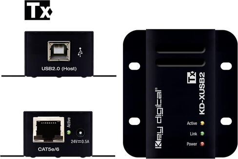 KD-XUSB2: موسع USB 2.0 عبر CAT5e/6، يوسع أجهزة USB 2.0 مثل كاميرات الويب ولوحة المفاتيح والماوس وأجهزة DSP الصوتية لاستضافة الكمبيوتر على مسافة تصل إلى 164 قدمًا / 50 مترًا in Kuwait