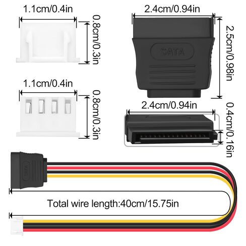XH2.54 4Pin to SATA 15Pin Female Power Cable 40cm/15.7in, Floppy Small 4‑pin XH2.54mm to SATA Power Adapter Cord for ITX Mini PC, Industrial PC, SATA HDD SSD Hard Drive(2 Pack) in Kuwait