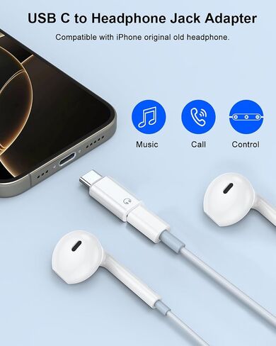 AreMe 2 Pack Headphone Adapter for Lightning to USB C Male and 3.5mm Female in Saudi Arabia