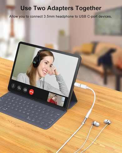 AreMe 2 Pack Headphone Adapter for Lightning to USB C Male and 3.5mm Female in Saudi Arabia