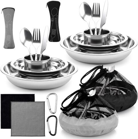 2 Set Stainless Steel Utensils Camping Mess Kits in Kuwait
