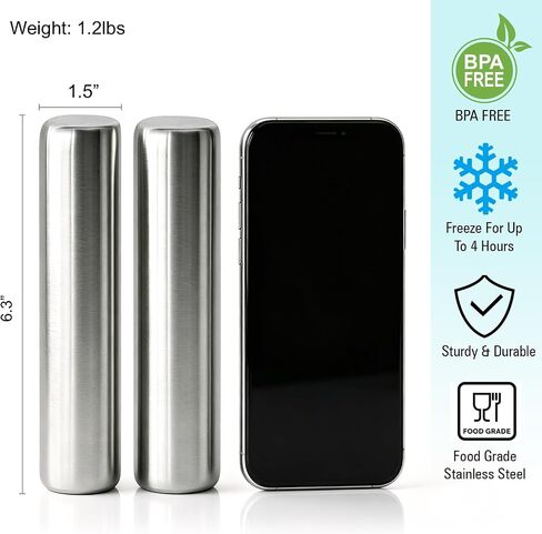 Stainless Steel Ice Packs 2pk Cylinder Freezer Packs for Lunch Box in Saudi Arabia