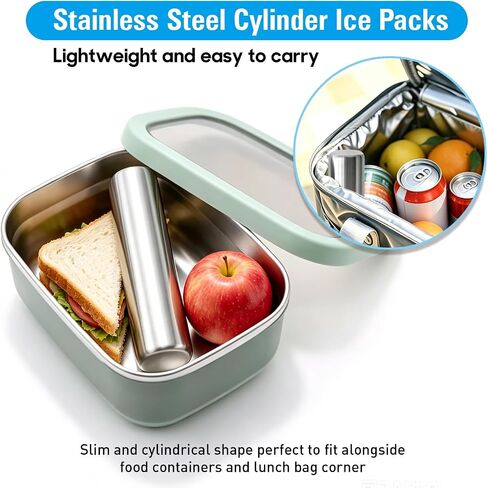 Stainless Steel Ice Packs 2pk Cylinder Freezer Packs for Lunch Box in Saudi Arabia