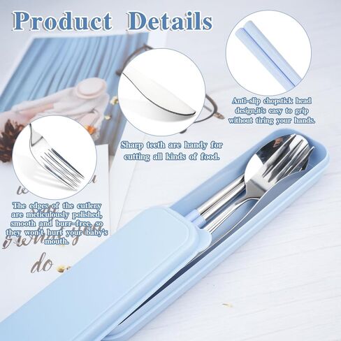 JEPELUS 2Pcs Travel Utensils with Case, Reusable Portable Cutlery Set in Saudi Arabia