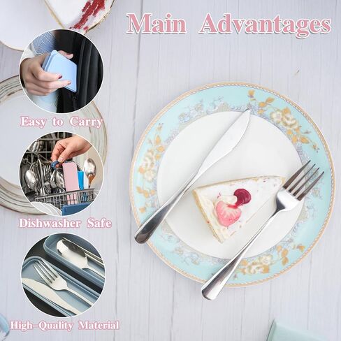 JEPELUS 2Pcs Travel Utensils with Case, Reusable Portable Cutlery Set in Saudi Arabia