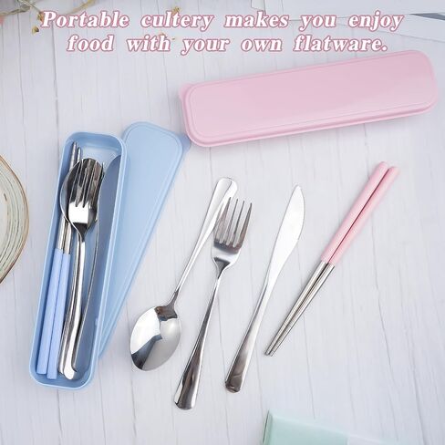 JEPELUS 2Pcs Travel Utensils with Case, Reusable Portable Cutlery Set in Saudi Arabia