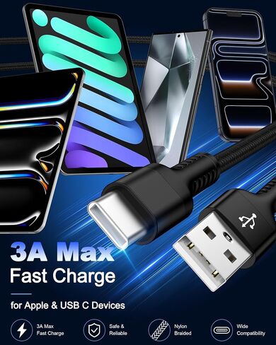 Samsung S26 Fe S25 Ultra Charging Cord 6ft Type C Android Car Charger Cable in Saudi Arabia