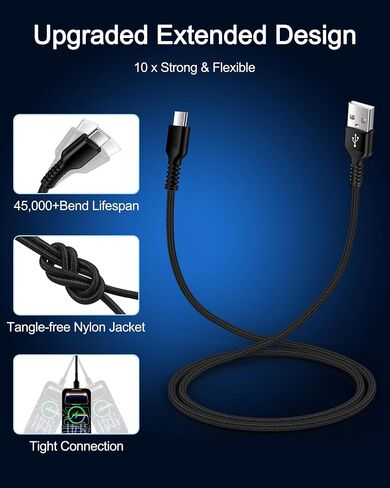 Samsung S26 Fe S25 Ultra Charging Cord 6ft Type C Android Car Charger Cable in Saudi Arabia