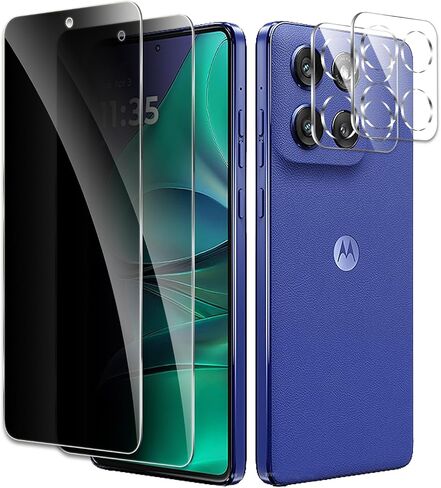 [2+2 Pack] Privacy Screen Protector for Motorola Moto G Stylus 2025, Anti-Spy Shatterproof Tempered Glass with Camera Lens Tempered Glass 9H Hardness Bubble Free Anti-Glare Case Friendly in Saudi Arabia