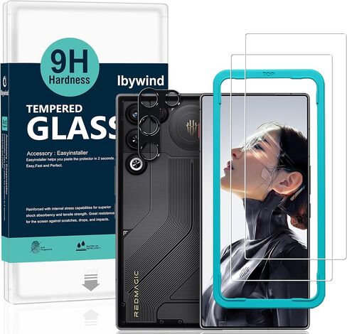 Ibywind for ZTE nubia RedMagic 11 Air Screen Protector,2 Pack,9H Hardness Tempered Glass and Camera Lens Protector,with Alignment Frame,Full Coverage,Bubble Free,Fingerprint Unlock,Scratch Resistant in Kuwait