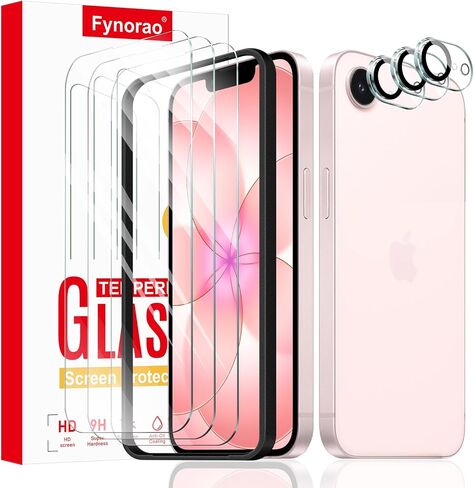 3+3+1-Pack, Screen Protector and Camera Lens Protector for iPhone 16e/17e with Installation Alignment Aid, Tempered Glass Film, Impact-Protection, HD, Anti-Scratch, 9H Hardness in Saudi Arabia