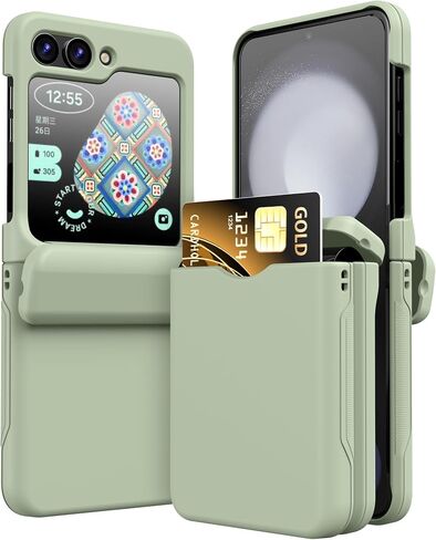 for Samsung Galaxy Z Flip 5 Case Cover with Card Holder Purple in Saudi Arabia