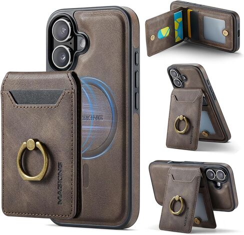 2 in 1 Detachable Magnetic Phone Cases Compatible with iPhone 16 Pro Max Case with Card Holder Ring, Compatible with Magsafe Wallet, Leather 6.7'' RFID Blocking (Black, iPhone 14 Pro Max) in Saudi Arabia