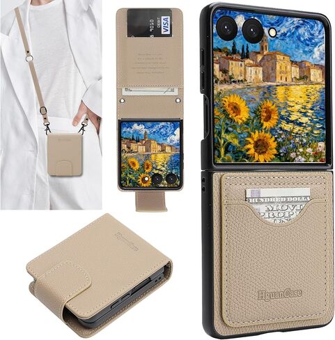 for Samsung Z Flip 8 Wallet Case with Crossbody Strap G1 Black in Saudi Arabia