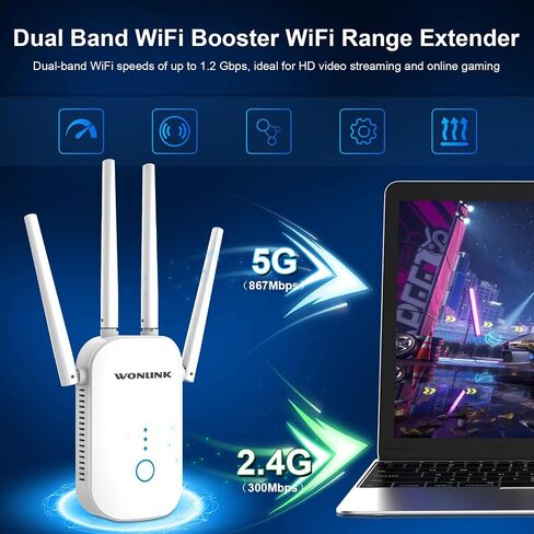WiFi Extender Signal Booster,1200Mbps WiFi Repeater (White) in Saudi Arabia