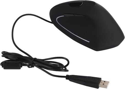 Ergonomic Vertical Gaming Mouse,800‑1200‑2000‑3200 DPI Adjustable Optical LED, Smart Connection, Gaming Mouse, Plug and Play, for (Black) in Kuwait