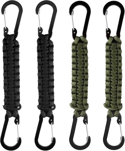 4 Pcs Paracord Keychain Carabiner Clip with D Ring Lanyard, Heavy Duty Braided Nylon Paracord Stroller Hook for Keys, Water Bottle, Backpack, EDC Gear for Men & Women in Saudi Arabia