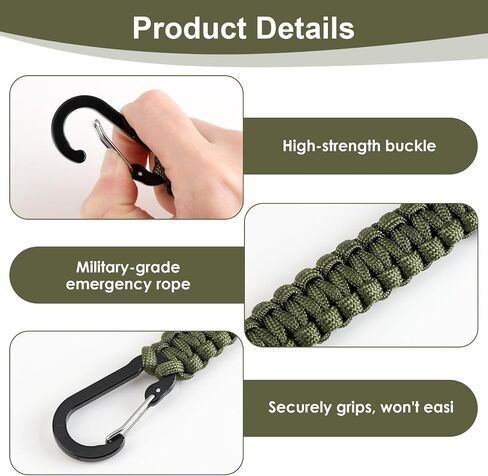 4 Pcs Paracord Keychain Carabiner Clip with D Ring Lanyard, Heavy Duty Braided Nylon Paracord Stroller Hook for Keys, Water Bottle, Backpack, EDC Gear for Men & Women in Saudi Arabia