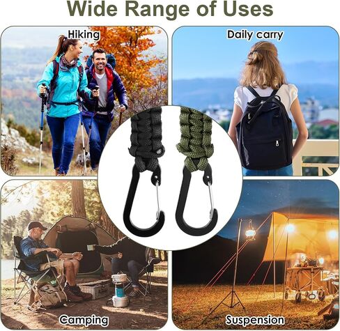 4 Pcs Paracord Keychain Carabiner Clip with D Ring Lanyard, Heavy Duty Braided Nylon Paracord Stroller Hook for Keys, Water Bottle, Backpack, EDC Gear for Men & Women in Saudi Arabia