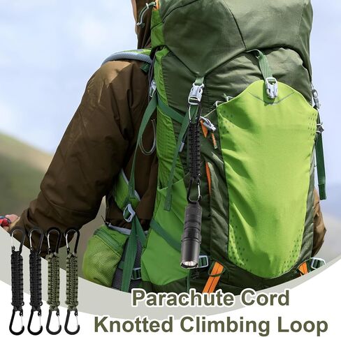 4 Pcs Paracord Keychain Carabiner Clip with D Ring Lanyard, Heavy Duty Braided Nylon Paracord Stroller Hook for Keys, Water Bottle, Backpack, EDC Gear for Men & Women in Saudi Arabia