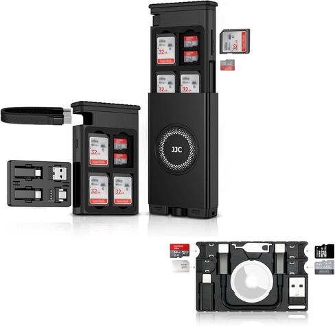 Kiorafoto Cable Case + MicroSD Card Holder Kit: High-Speed SD Card Reader Case, Multi-Use Micro SD Card Holder for AirTag with USB-C Cable,Type-C to Light & Type-A Adapter, Eject Pin in Saudi Arabia