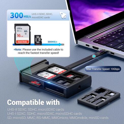 Kiorafoto Cable Case + MicroSD Card Holder Kit: High-Speed SD Card Reader Case, Multi-Use Micro SD Card Holder for AirTag with USB-C Cable,Type-C to Light & Type-A Adapter, Eject Pin in Saudi Arabia