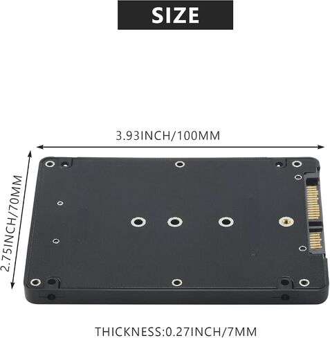 M.2 NGFF (SATA) SSD إلى حاوية SATA بسمك 8 مم مقاس 2.5 بوصة، أسود، 141958 in Kuwait