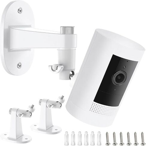 2 Pack Camera Wall Mount for Ring Stick Up Cam/Ring Outdoor Cam Plus, 360° Adjustable No Drilling 1/4" Thread Mounting Bracket for Ring Outdoor Cam Battery/Plug-in(2nd Gen), for Indoor/Outdoor in Saudi Arabia
