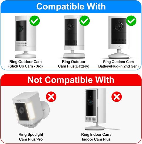 2 Pack Camera Wall Mount for Ring Stick Up Cam/Ring Outdoor Cam Plus, 360° Adjustable No Drilling 1/4" Thread Mounting Bracket for Ring Outdoor Cam Battery/Plug-in(2nd Gen), for Indoor/Outdoor in Saudi Arabia